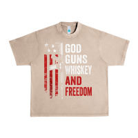 French Oak God Guns Whiskey Freedom - Pro Gun American Flag Guns Arts Characters Urban Heavy Tee - maiPhamDesign
