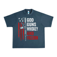 Midnight Navy God Guns Whiskey Freedom - Pro Gun American Flag Guns Arts Characters Urban Heavy Tee - maiPhamDesign