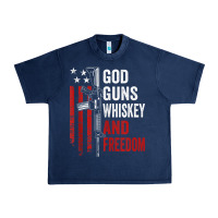 Navy God Guns Whiskey Freedom - Pro Gun American Flag Guns Arts Characters Urban Heavy Tee - maiPhamDesign