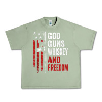 Oil Green God Guns Whiskey Freedom - Pro Gun American Flag Guns Arts Characters Urban Heavy Tee - maiPhamDesign