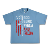 Pebble Blue God Guns Whiskey Freedom - Pro Gun American Flag Guns Arts Characters Urban Heavy Tee - maiPhamDesign