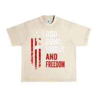 Sandshell God Guns Whiskey Freedom - Pro Gun American Flag Guns Arts Characters Urban Heavy Tee - maiPhamDesign
