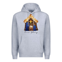 Heather Grey True Story Black Premium Hoodie - CowhideDigitalArt