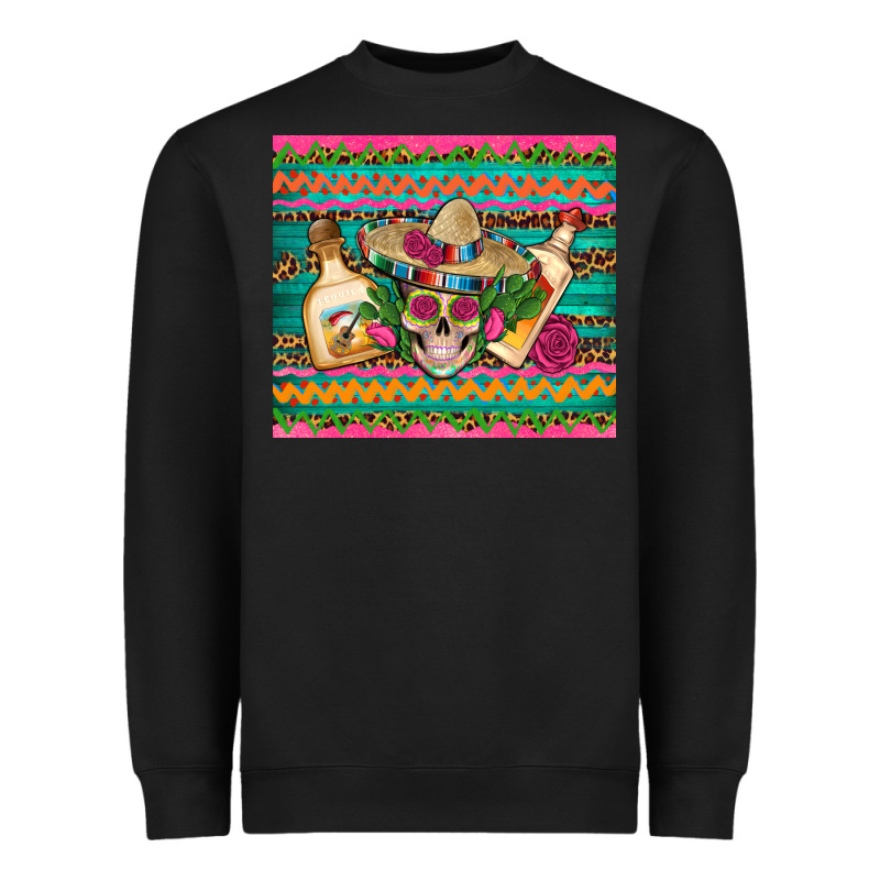 Mexican Tequila Skull Roses Cactus Sombrero Heavyweight Sweatshirt by Artiststas | Teevron