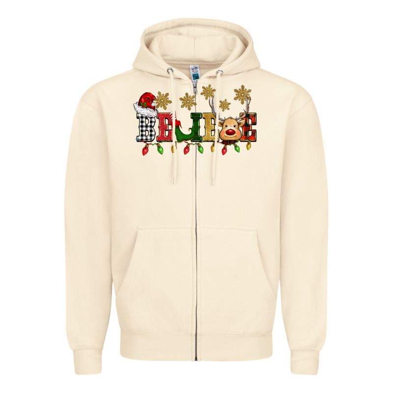 Christmas Believe Zipper Hoodie by BarkalooDesign | Teevron