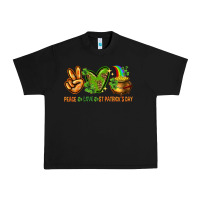 Black Peace Love St. Patrick's Day Urban Heavy Tee - HowdyJamesFarm