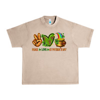 French Oak Peace Love St. Patrick's Day Urban Heavy Tee - HowdyJamesFarm