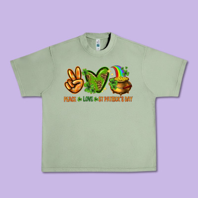 Peace Love St. Patrick's Day Urban Heavy Tee Designed By Howdyjamesfarm