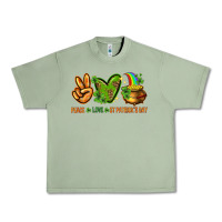 Oil Green Peace Love St. Patrick's Day Urban Heavy Tee - HowdyJamesFarm