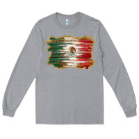 Heather Grey mexican flag with leopard Long Sleeve Tee - RanaPortraitStore