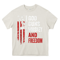 Cream God Guns Whiskey Freedom - Pro Gun American Flag Guns Arts Characters Heavy Core Tee - maiPhamDesign