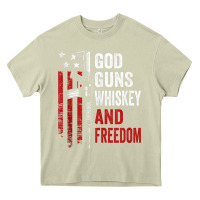 Mossy God Guns Whiskey Freedom - Pro Gun American Flag Guns Arts Characters Heavy Core Tee - maiPhamDesign