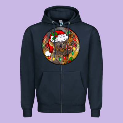 Christmas Koala Zipper Hoodie Designed By Barkaloodesign