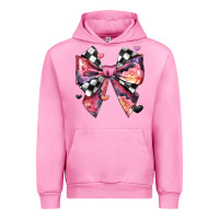 Fuchsia Pink coquette bow floral checkered pattern Urban Hoodie - JahusDesignShop