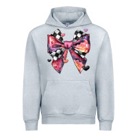 Heather Grey coquette bow floral checkered pattern Urban Hoodie - JahusDesignShop