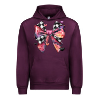 Mauve Wine coquette bow floral checkered pattern Urban Hoodie - JahusDesignShop