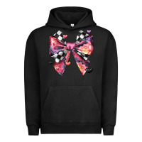 Pigment Black coquette bow floral checkered pattern Urban Hoodie - JahusDesignShop