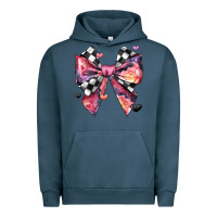 Pigment Midnight Navy coquette bow floral checkered pattern Urban Hoodie - JahusDesignShop