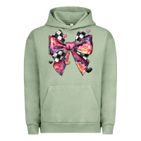 Pigment Oil Green coquette bow floral checkered pattern Urban Hoodie - JahusDesignShop