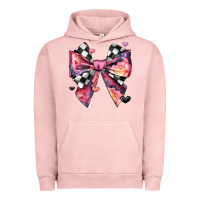 Pigment Salmon coquette bow floral checkered pattern Urban Hoodie - JahusDesignShop