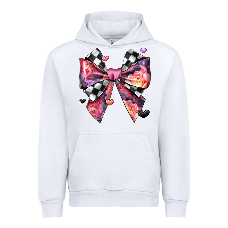 Coquette Bow Floral Checkered Pattern Urban Hoodie by JahusDesignShop | Teevron