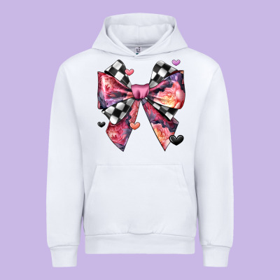 Coquette Bow Floral Checkered Pattern Urban Hoodie Designed By Jahusdesignshop