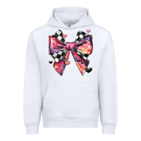 White coquette bow floral checkered pattern Urban Hoodie - JahusDesignShop