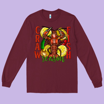 Crawfish Season Long Sleeve Tee Designed By Fadigitalartstudio