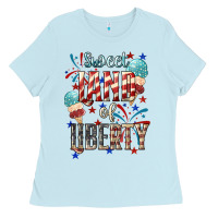 Baby Blue Sweet land of liberty 4th of july Ladies Tee - HowdyJamesFarm