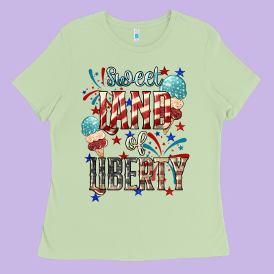 Sweet Land Of Liberty 4th Of July Ladies Tee Designed By Howdyjamesfarm