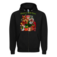 Black happy holidays gnomes truck Zipper Hoodie - BarkalooDesign