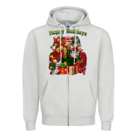 Dove Grey happy holidays gnomes truck Zipper Hoodie - BarkalooDesign