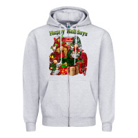 Heather Grey happy holidays gnomes truck Zipper Hoodie - BarkalooDesign
