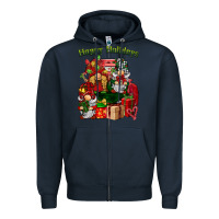 Navy happy holidays gnomes truck Zipper Hoodie - BarkalooDesign