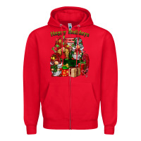 Red happy holidays gnomes truck Zipper Hoodie - BarkalooDesign