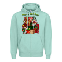 Happy Holidays Gnomes Truck Zipper Hoodie | Teevron