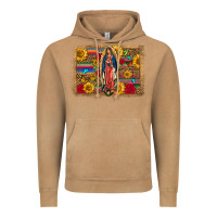 Vintage Camel Our Lady Of Guadalupe Glitter Leopard Flowers Vintage Hoodie - FaDigitalArtStudio