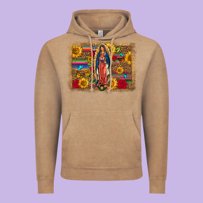 Our Lady Of Guadalupe Glitter Leopard Flowers Vintage Hoodie Designed By Fadigitalartstudio