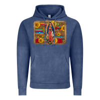 Vintage Denim Our Lady Of Guadalupe Glitter Leopard Flowers Vintage Hoodie - FaDigitalArtStudio