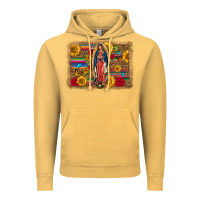 Vintage Mustard Our Lady Of Guadalupe Glitter Leopard Flowers Vintage Hoodie - FaDigitalArtStudio