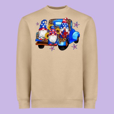 American Flag Gnomes Truck Sunflowers Star Leopard Heavyweight Sweatshirt Designed By Artiststas