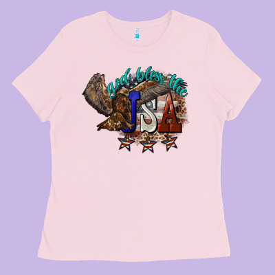 God Bless The Usa Eagle 4th Of July Ladies Tee Designed By Howdyjamesfarm