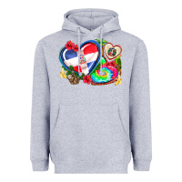Heather Grey western leopard  dominican republic  hearts Heavyweight Hoodie - AdoDesignShop