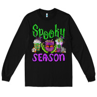 Black Spooky Season Coffee Cups Long Sleeve Tee - FaDigitalArtStudio