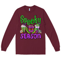 Burgundy Spooky Season Coffee Cups Long Sleeve Tee - FaDigitalArtStudio