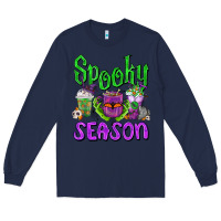 Navy Spooky Season Coffee Cups Long Sleeve Tee - FaDigitalArtStudio