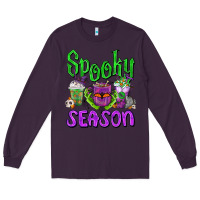 Plum Spooky Season Coffee Cups Long Sleeve Tee - FaDigitalArtStudio
