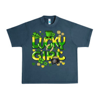 Midnight Navy lucky girl st. patricks day Urban Heavy Tee - HowdyJamesFarm