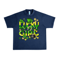Navy lucky girl st. patricks day Urban Heavy Tee - HowdyJamesFarm