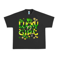 Pigment Black lucky girl st. patricks day Urban Heavy Tee - HowdyJamesFarm